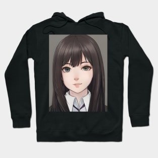 Black Hair Cute Anime High School Pretty Girl Hoodie